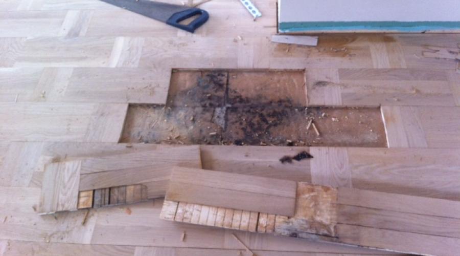 Lagning av holländsk parkett före